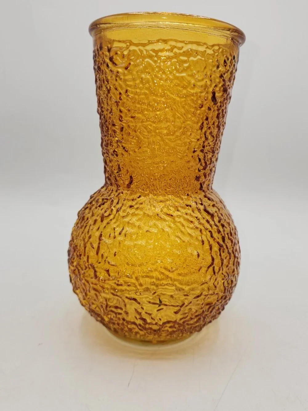 Vintage Style Amber Glass Vase with Crinkle Texture 7